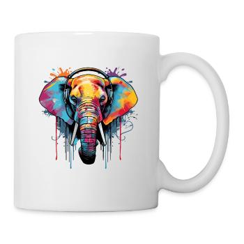 Elephant with headphones music - Mug - white - Right