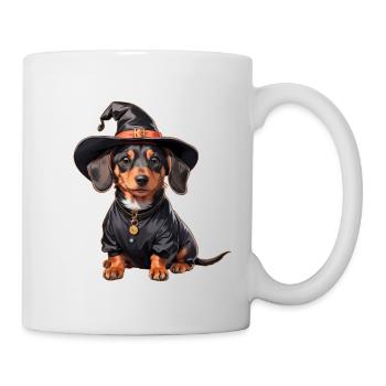 Dachshund Hexe mit Hexenhut Halloween Dackel - Tasse - Weiß - Rechts
