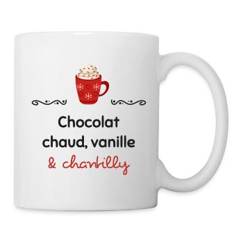 Heiße Schokolade, Vanille & Schlagsahne | Geschenk - Tasse - Weiß - Rechts