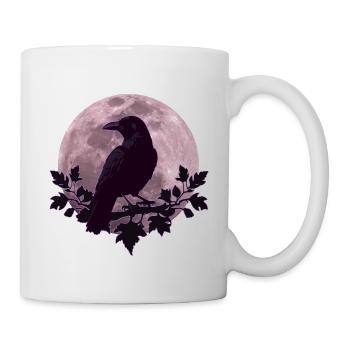 Raven in full moon light - Mug - white - Right