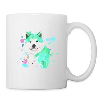 husky, dog, painting, watercolor, blue - Mug - white - Right