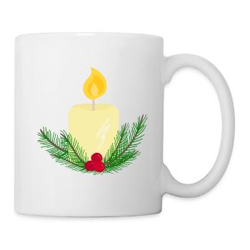 Brennende Neujahrskerze - Tasse - Weiß - Rechts