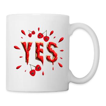 Yes und Kirschen mit biss. - Tasse - Weiß - Rechts