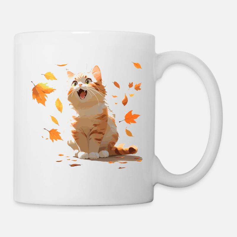Katze in Herbststimmung - Tasse - Weiß