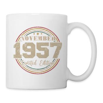 Cadeau D'anniversaire, Vintage Né En Novembre 1957 - Mug blanc - blanc - Droite