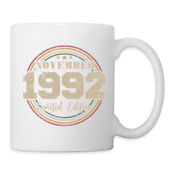 Geburtstagsgeschenk, Jahrgang Geboren November 1992 - Tasse - Weiß - Rechts