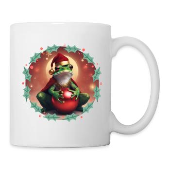 Frosch mit Weihnachtskugel 2 - Tasse - Weiß - Rechts