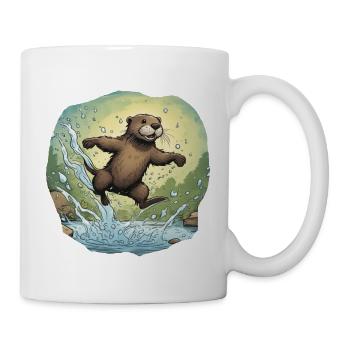 Kleiner Otter planscht - Tasse - Weiß - Rechts