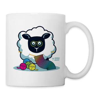 Les brebis aiment le tricot ? - Mug blanc - blanc - Droite
