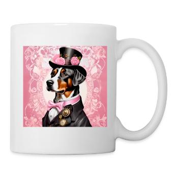 Chien de conception d’art steampunk avec chapeau - Mug blanc - blanc - Droite