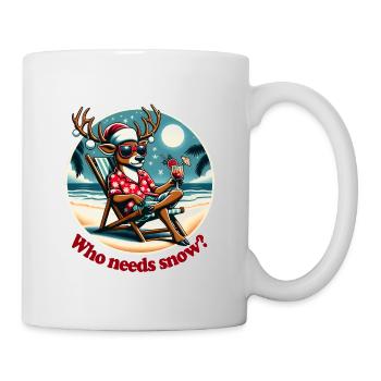 Vacances à Noël, rennes frais sur la plage - Mug blanc - blanc - Droite