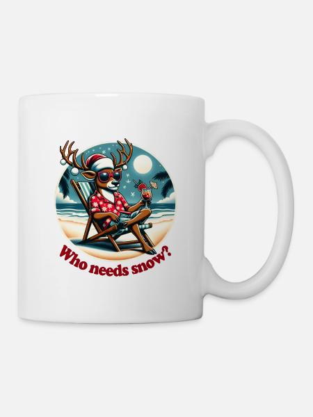 Vacances à Noël, rennes frais sur la plage - Mug blanc - blanc