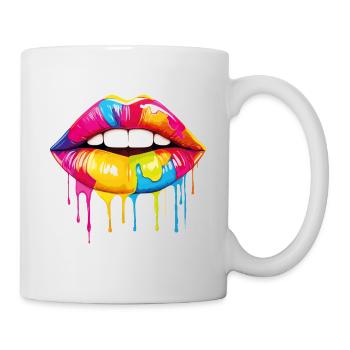 Lèvres Rouge à lèvres coloré Embrasser les lèvres Pop Art Art - Mug blanc - blanc - Droite