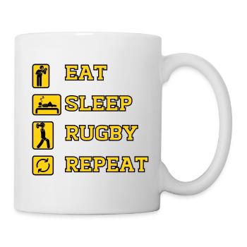 EAT SLEEP RUGBY REPEAT - Mug blanc - blanc - Droite