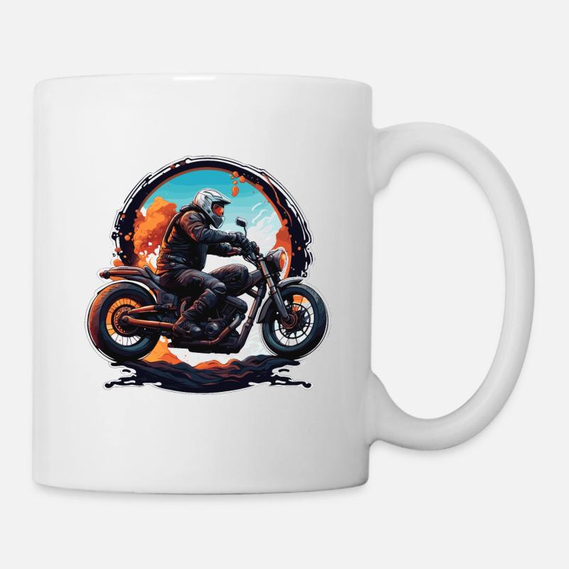 Motard / Motard / Motard / Deux-roues / Cross - Mug blanc - blanc