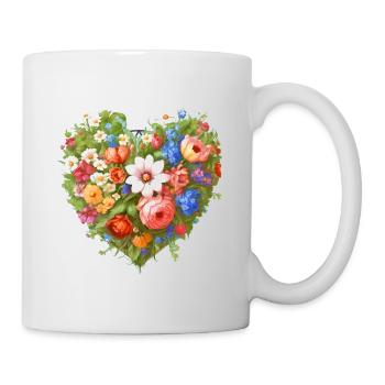 flower heart, flowers, floral, flower, retro, vintage - Mug - white - Right