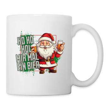 Weihnachtsmann Ho Ho Hol Mir Mal Ein Bier Lustig - Tasse - Weiß - Rechts