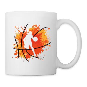Basketball Frauen Mädchen Farbklecks Farbspritzer - Tasse - Weiß - Rechts