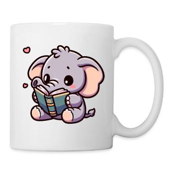 Elefant liest Elefanten-Märchenstunde Strampler - Tasse - Weiß - Rechts