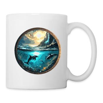 delfin,gold,wasser,meer,kreis,episch,spiegelung - Tasse - Weiß - Rechts