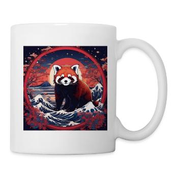roter panda,panda,welle,meer,sonnenuntergang,anime - Tasse - Weiß - Rechts