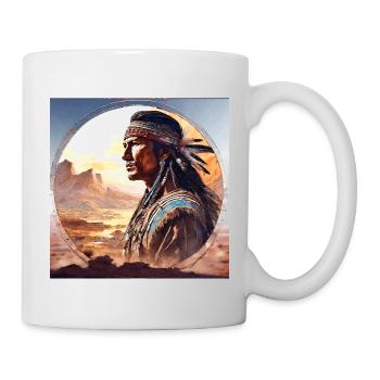 Indien, Portrait, Paysage, Cercle, Côté, Aquarelle - Mug blanc - blanc - Droite