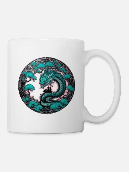 Dragon, Dragon chinois, gothique, tatouage - Mug blanc - blanc