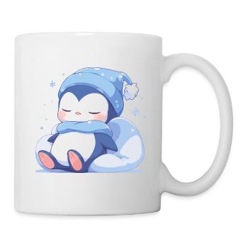 Pinguin Schläft Schlafshirt Schlafanzug Süß Tier - Tasse - Weiß - Rechts