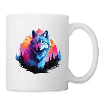 Loup Tête De Loup Loups Loup Pack Nature Néon Coloré - Mug blanc - blanc - Droite