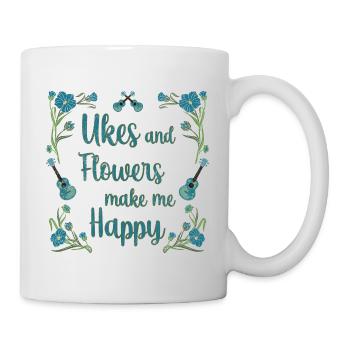 Ukes and flowers make me happy - Mug - white - Right