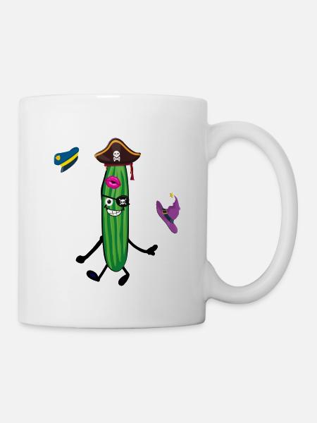 Karnevalsgurke, Gurke, karneval,Pirat, Matrose - Tasse - Weiß