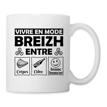 vivre en mode breizh entre Crepes cidre humeur,BZH - Mug blanc - blanc - Droite