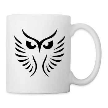 Modern Owl: Abstract, Minimalist Art - Mug - white - Right