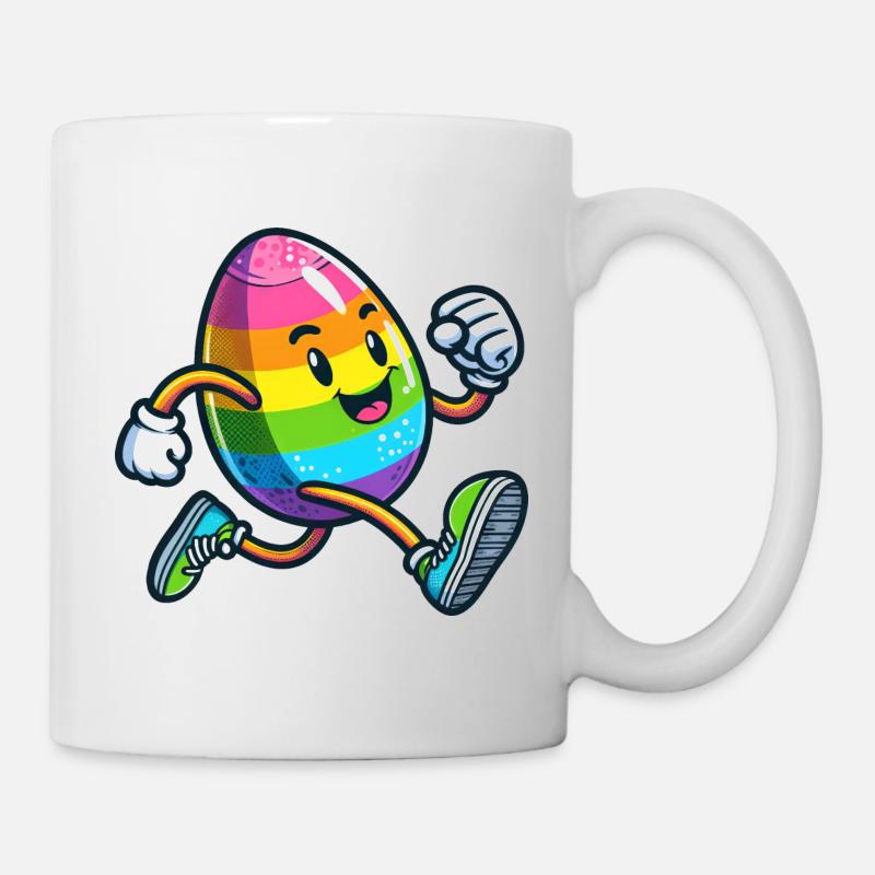 Ostern Osterei Süß Comic Cartoon Jogger Marathon - Tasse - Weiß