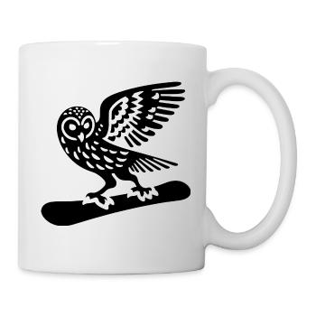 Eule Snowboard Snowboarder Minimalistisches Design - Tasse - Weiß - Rechts