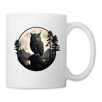 Moonlight owl: natural panorama at night - Mug - white - Right