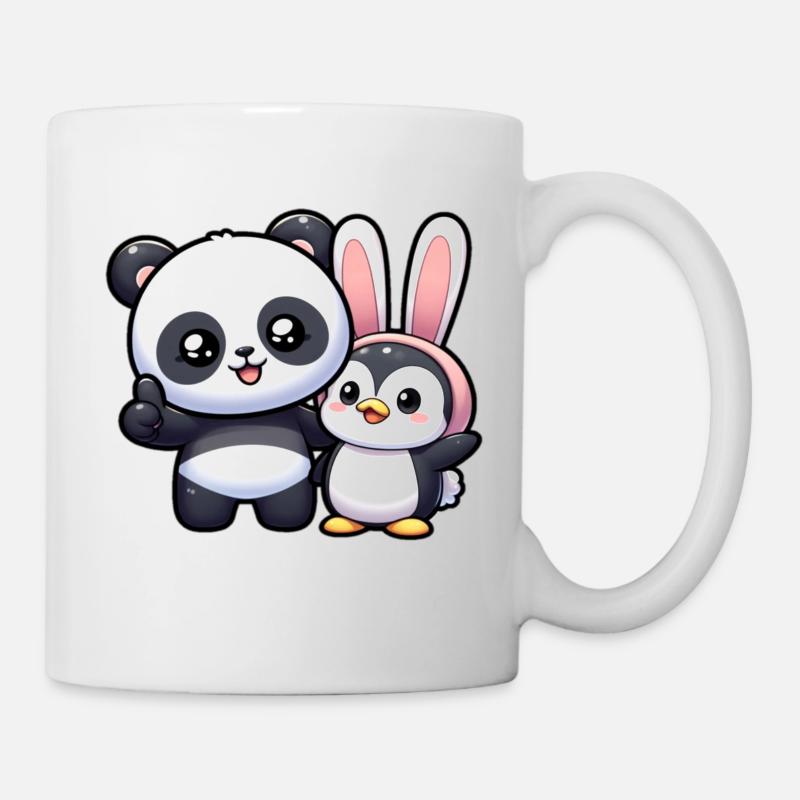 Panda und Pinguin - Tasse - Weiß