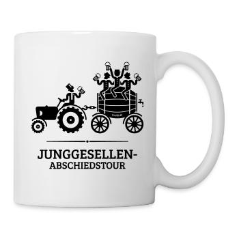 Junggesellen-Abschiedstour Trecker Bierfass JGA B - Tasse - Weiß - Rechts