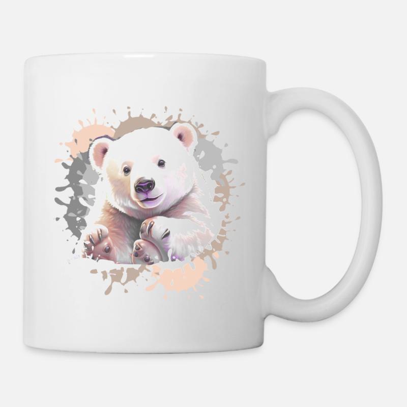 Ours polaire, ours, bébé ours polaire, beige - Mug blanc - blanc