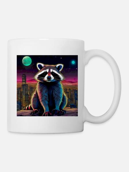 waschbär,graffiti,grau, Aquarell,urban - Tasse - Weiß