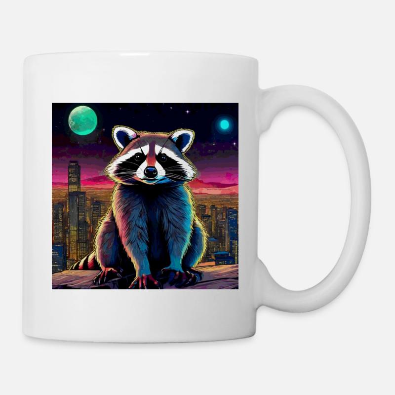 waschbär,graffiti,grau, Aquarell,urban - Tasse - Weiß
