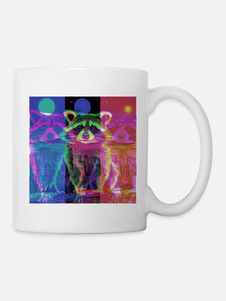 waschbär,graffiti,grau, Aquarell,urban - Tasse - Weiß