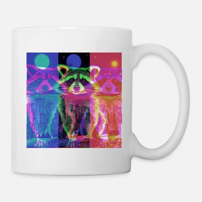 waschbär,graffiti,grau, Aquarell,urban - Tasse - Weiß