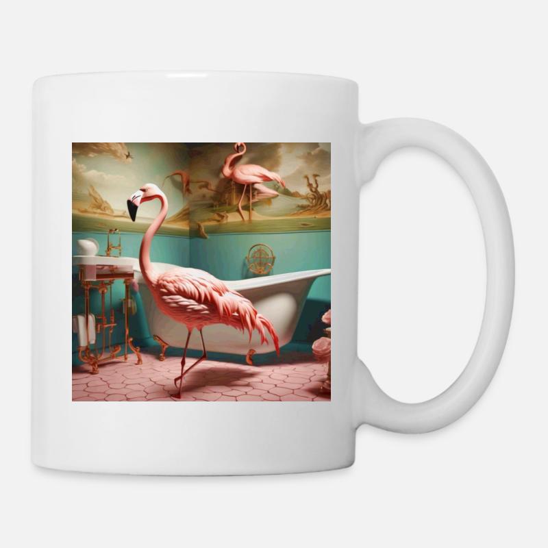Flamingo,retro,flamingo im bad,vintage - Tasse - Weiß