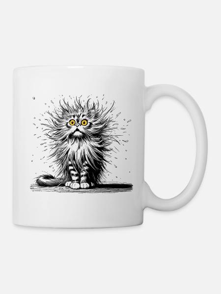 lustige Katze - Tasse - Weiß