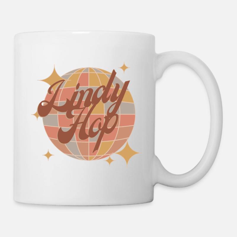 Lindy hop Tanz Retro Design in braun rot mit Disko - Tasse - Weiß