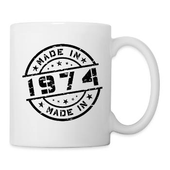 Geburtsjahr Geburtstag Born In - Made in 1974 - Tasse - Weiß - Rechts