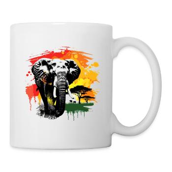 Elefant Afrika Safari Natur Wildnis Aquarell Kunst - Tasse - Weiß - Rechts
