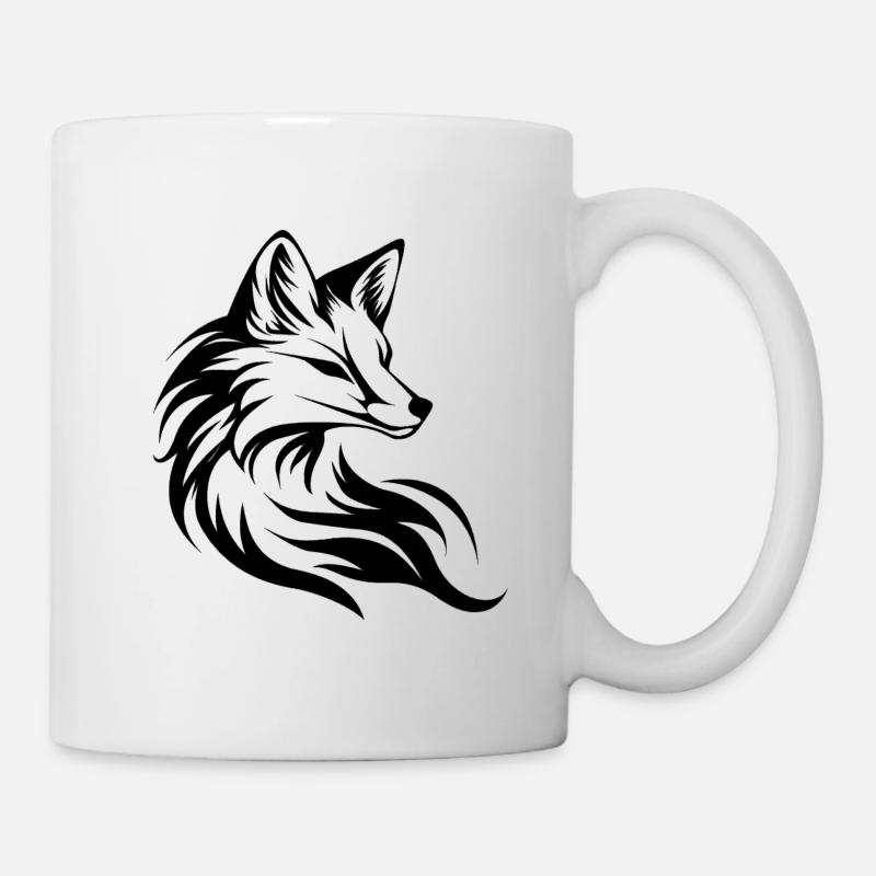 Fuchskopf, Tätowierung - Tasse - Weiß