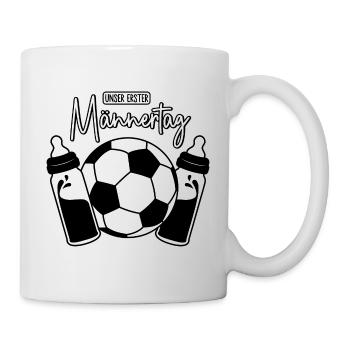 Fußball Papa Sohn Baby - Unser erster Männertag - Tasse - Weiß - Rechts